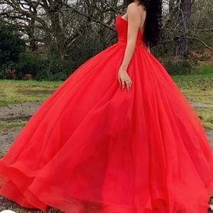 Ball Gown Red Tule Dress
